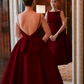 Schlichtes weißes rückenfreies Brautkleid Abendkleid fg7036
