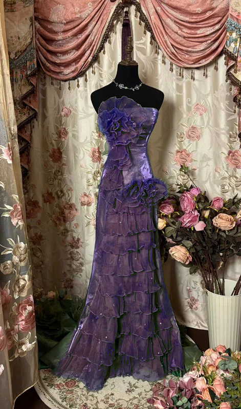Grünes trägerloses langes Ballkleid, Lange Abendkleider fg7146