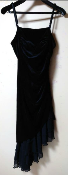 Robe de cocktail à volants en velours noir, robe de soirée, robe de bal (veste non incluse) fg7231