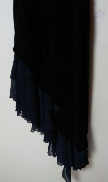 Robe de cocktail à volants en velours noir, robe de soirée, robe de bal (veste non incluse) fg7231