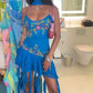 Blue Spaghetti Straps Short Prom Dress Blue Sexy Evening Dress     fg7276