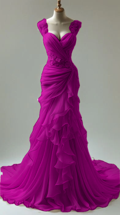 Elegantes Schatz-Meerjungfrau-Spitzenapplikationen Partykleid Lange Ballkleider fg7301
