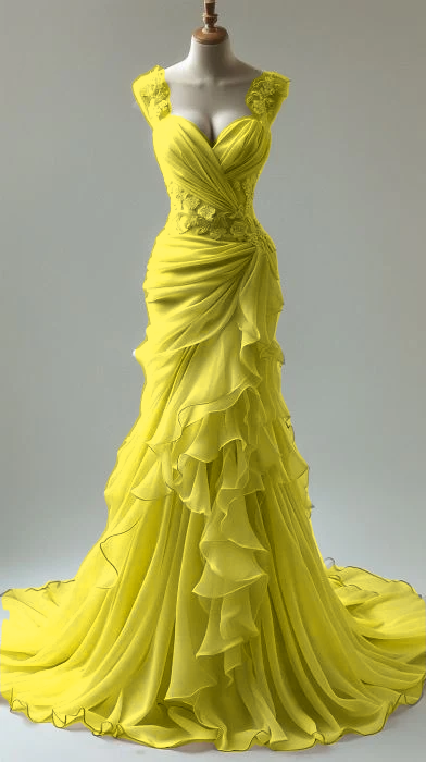 Elegantes Schatz-Meerjungfrau-Spitzenapplikationen Partykleid Lange Ballkleider fg7301