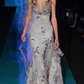 Mermaid Embroidered Long Prom Dress,Deep V Neck Evening Dress With Slit     fg7305