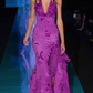 Mermaid Embroidered Long Prom Dress,Deep V Neck Evening Dress With Slit     fg7305