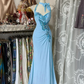 Yellow Halter Mermaid Long Prom Gown Evening Dress    fg7398