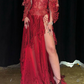 Burgudny Off Shoulder Long Dress Evening Party Dress       fg7404