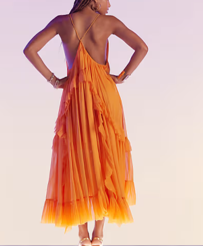 Sexy Orange Dress Long Evening Party Gowns   fg7448