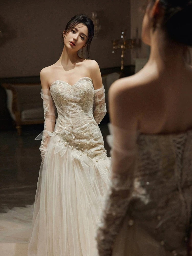 Sexy Mermaid Long Wedding Dress Evening Party Dresses    fg7702