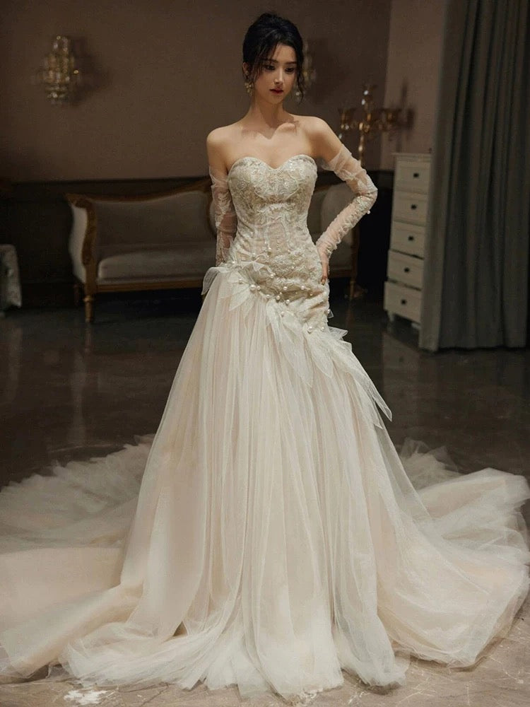Sexy Mermaid Long Wedding Dress Evening Party Dresses    fg7702