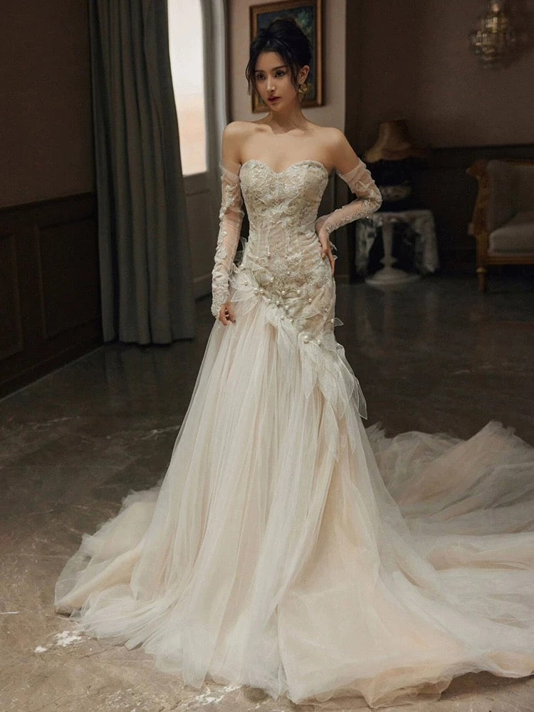 Sexy Mermaid Long Wedding Dress Evening Party Dresses    fg7702