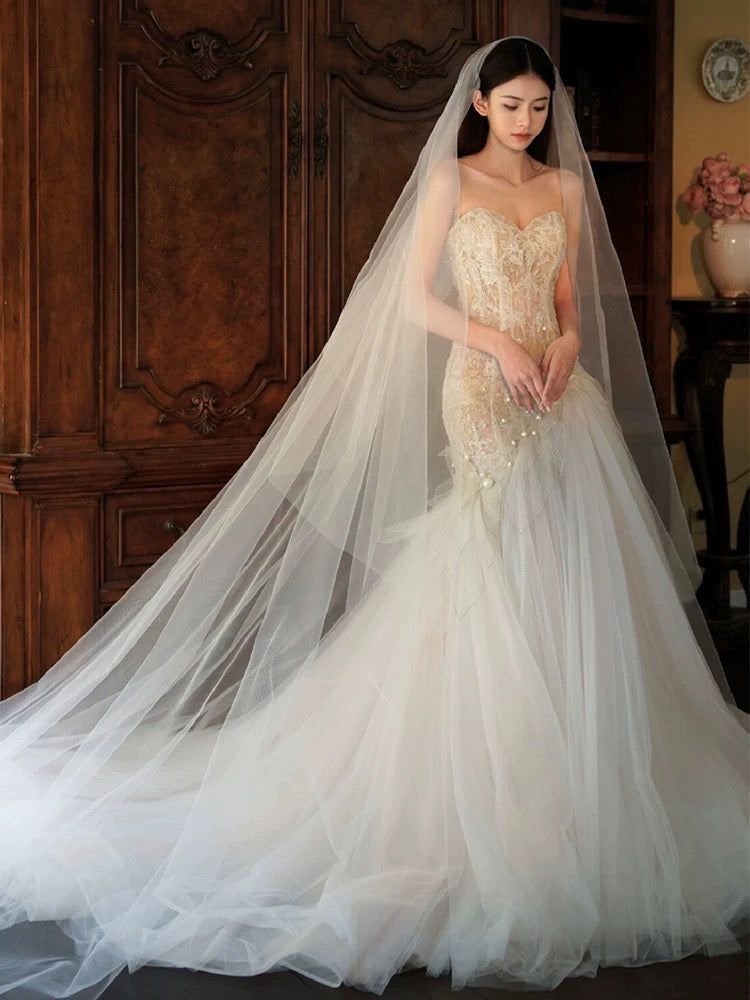 Sexy Mermaid Long Wedding Dress Evening Party Dresses    fg7702