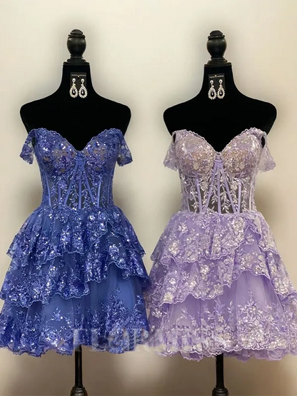 Gorgeous Off-Shoulder Strapless A-line Short Mini Homecoming Dress      fg7732