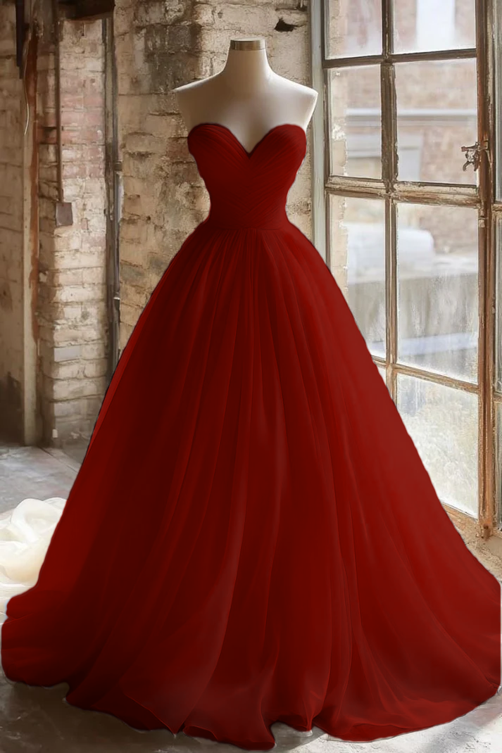 A Line Strapless Unique Long Wedding Dress Evening Party Dresses    fg7736