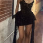 Black Sexy Short Evening Dress Cocktail Dresses Short Party Dress    fg7832
