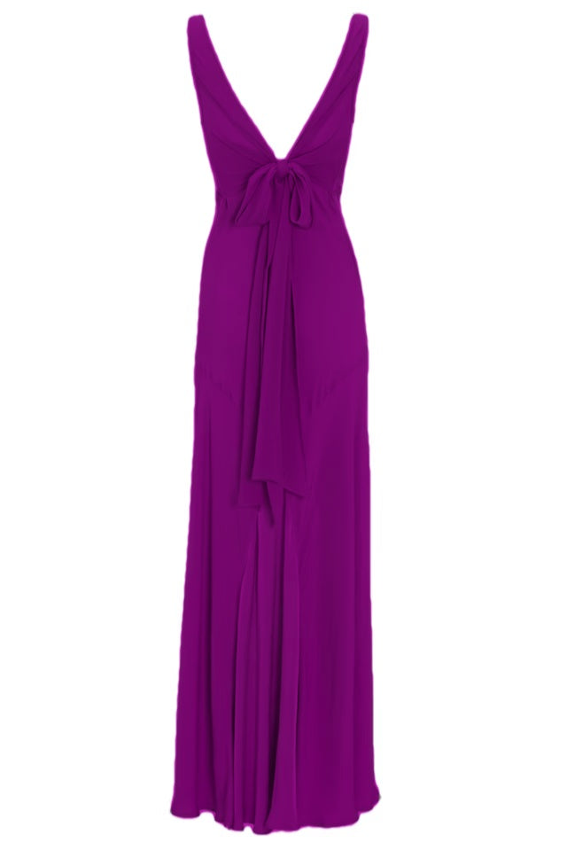 Pink Chiffon V Back Long Prom Dress Elegant Bridesmaids Dress      fg7333