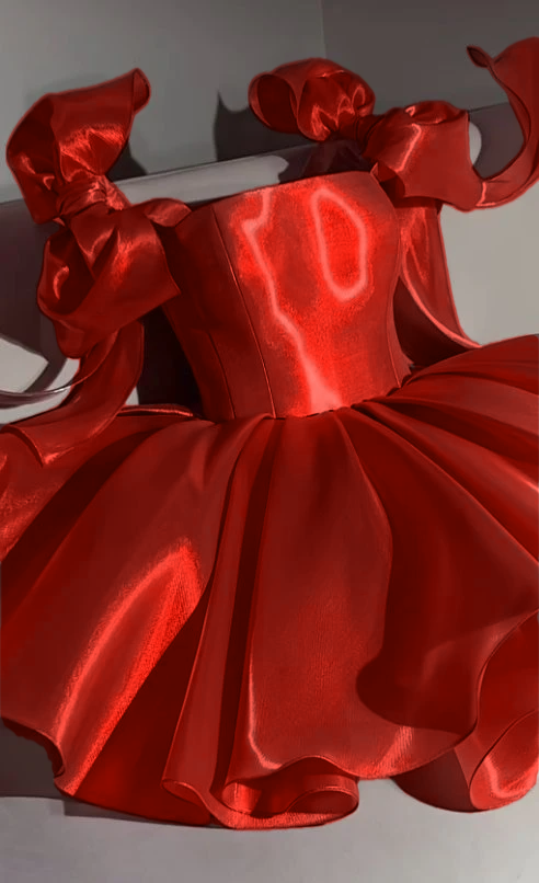 Pink Homecoming Dress with Bow Shoulder Ties A-line Short Party Gown    fg8044