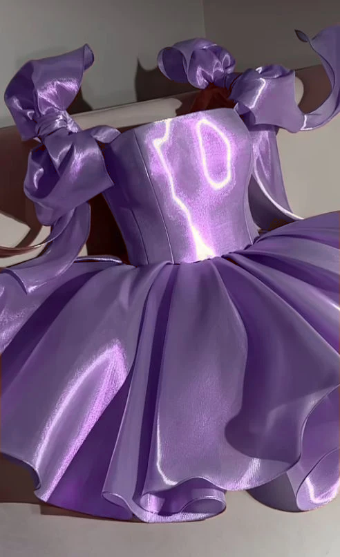 Pink Homecoming Dress with Bow Shoulder Ties A-line Short Party Gown    fg8044