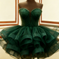 A Line Green Tulle Short Prom Dress Birthday Party Dress Homecoming Dress   fg8136