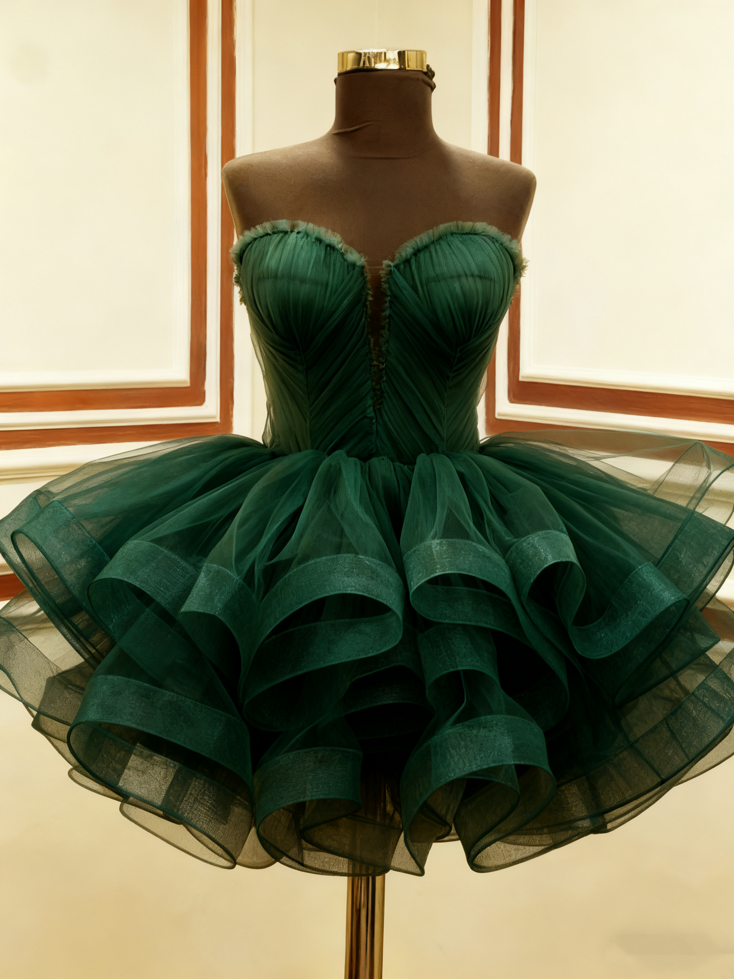 A Line Green Tulle Short Prom Dress Birthday Party Dress Homecoming Dress   fg8136