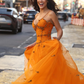 Beaded Orange Vintage Tulle Prom Dress 21st Birthday Outfit Evening Dress fg8236