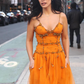Beaded Orange Vintage Tulle Prom Dress 21st Birthday Outfit Evening Dress fg8236