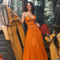 Beaded Orange Vintage Tulle Prom Dress 21st Birthday Outfit Evening Dress fg8236