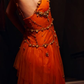 Beaded Orange Vintage Tulle Prom Dress 21st Birthday Outfit Evening Dress fg8236