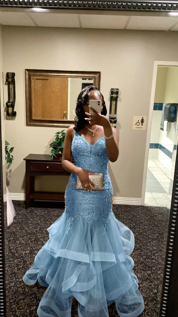 Buntes Meerjungfrau-Partykleid mit Pailletten und langen Abschlusskleidern fg8362