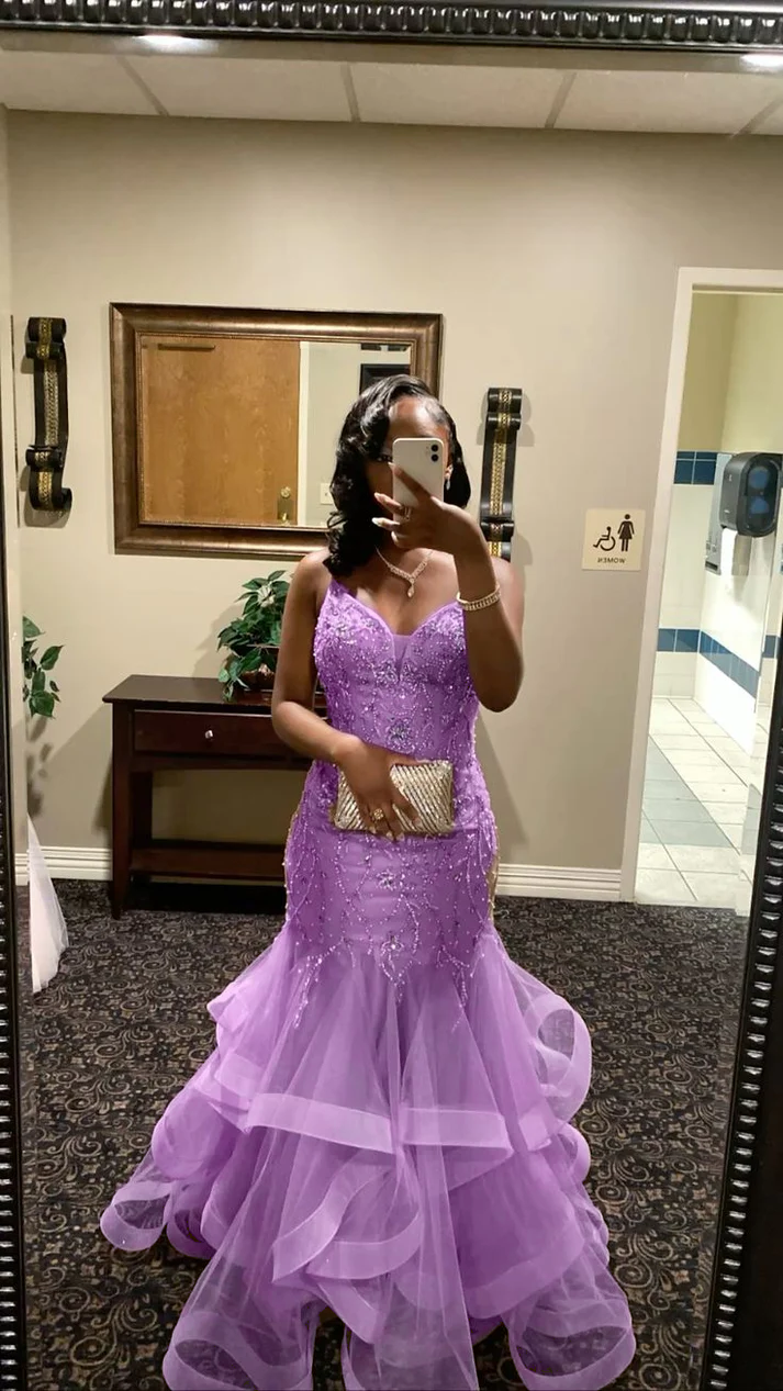 Buntes Meerjungfrau-Partykleid mit Pailletten und langen Abschlusskleidern fg8362