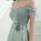 Green Tulle Lace Long Prom Dress, Green Tulle Formal Dress        fg4189