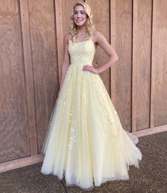 Yellow Lace Prom Dresses, Formal Ball Dress, Evening Dress, Dance Dresses, School Party Gown    fg3210