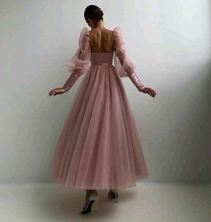 A line Evening Dress Simple Evening Gown Long Sleeves Prom Dress    fg2862