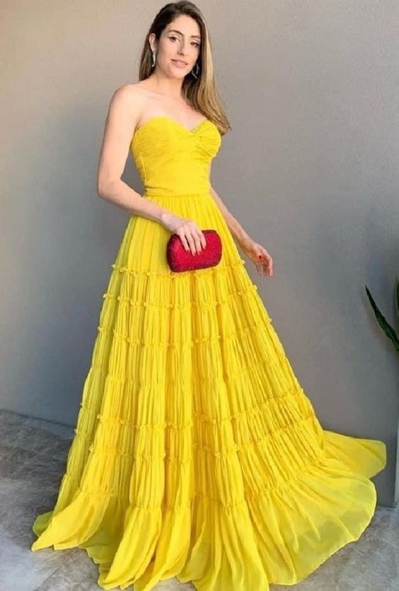 Yellow Long Prom Evening Dresses ,Sexy Prom Dress    fg3066