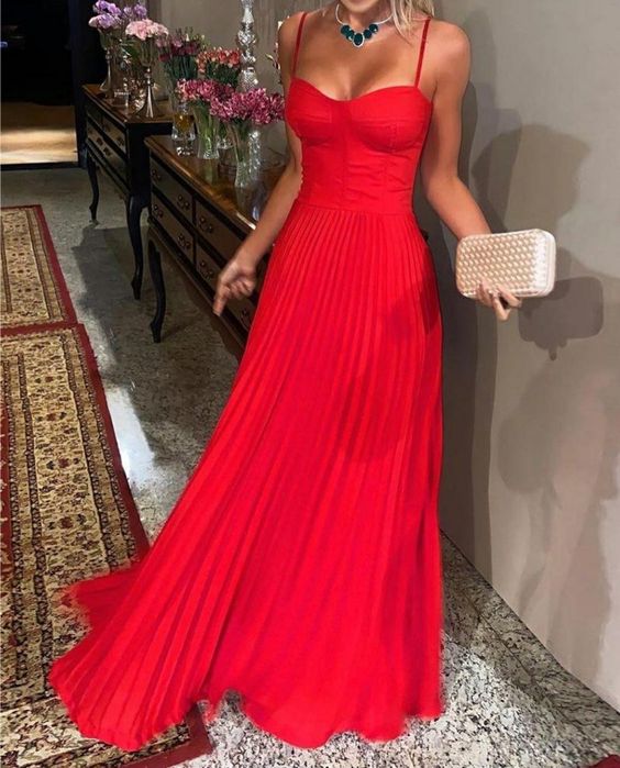 A Line Red Prom Dresses Party Evening Gowns     fg3114