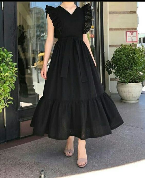 Black Evening Dress, Prom Vintage Dress     fg2950