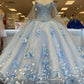 Blue quinceañera dress Ball Gown Prom Dresses Evening Gown    fg2842