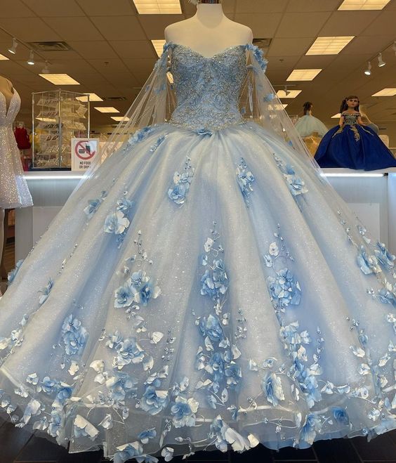 Blue quinceañera dress Ball Gown Prom Dresses Evening Gown    fg2842