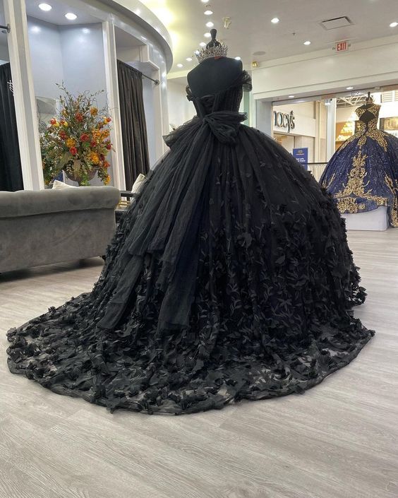 Black quinceañera dress Ball Gown Prom Dresses Evening Gown    fg2863