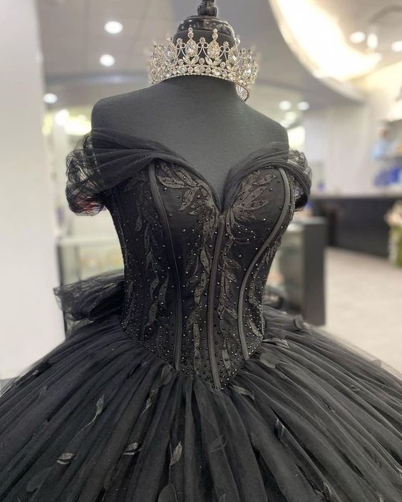 Black quinceañera dress Ball Gown Prom Dresses Evening Gown    fg2863
