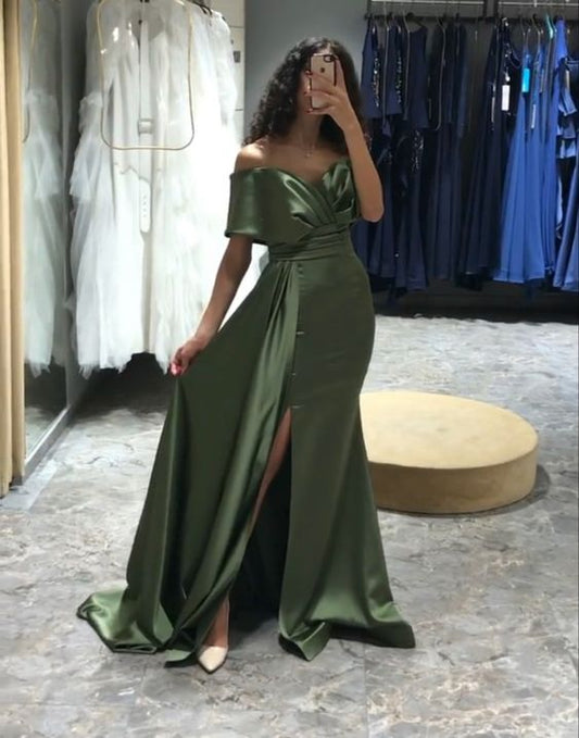 Green prom dresses, wedding reception dress     fg1304