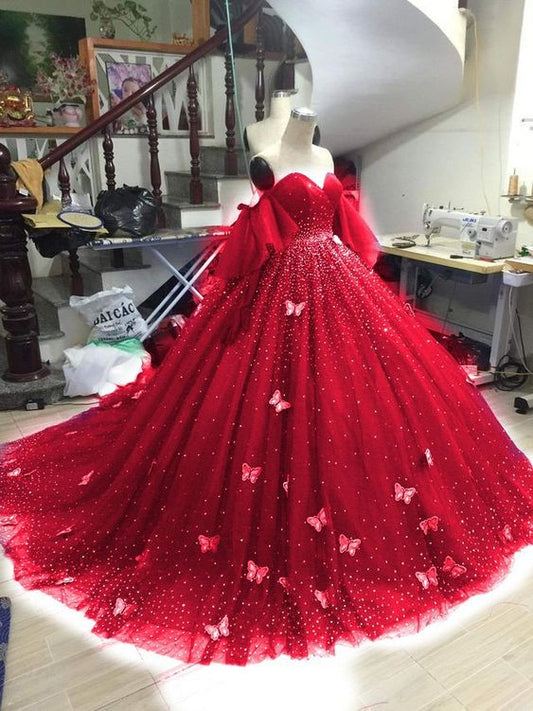 Red Quinceanera Dresses With Cape 3D Floral Applique Ball Gown Sweet 16 Prom Gowns    fg2514