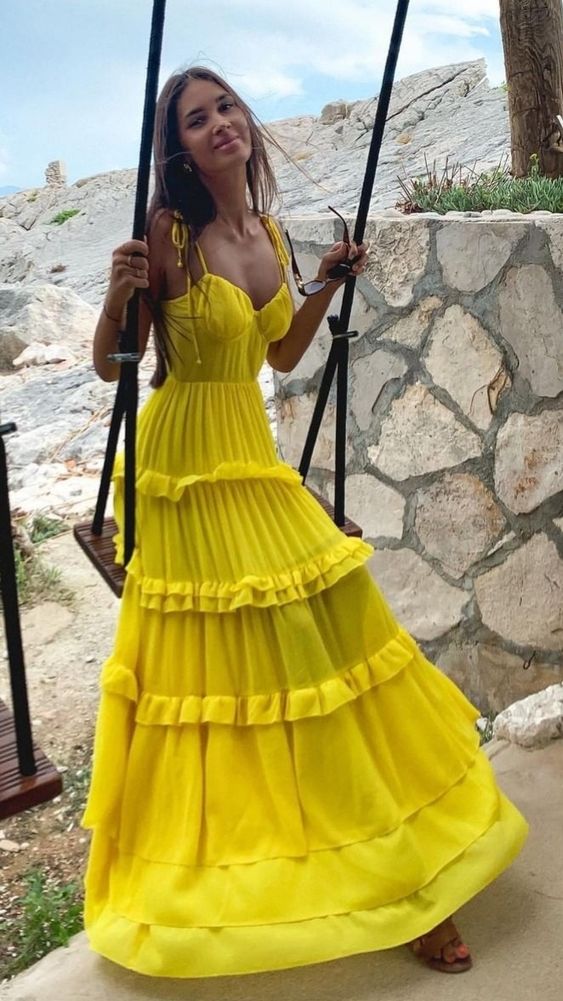 Yellow Prom Dresses Long Evening Dresses      fg2166