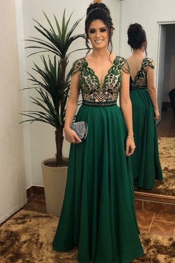 Green Long Prom Dress, Evening Dress      fg2627