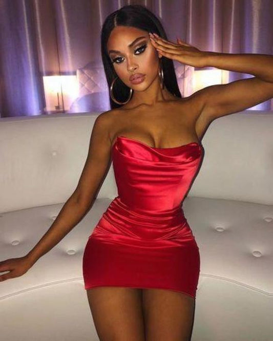 Stylish Sheath Strapless Red Short Homecoming Dress     fg1099