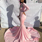 Pink Unique Long Prom Dress Mermaid Party Dress      fg2257