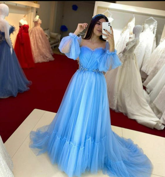 Blue Prom Dresses Elegant Long Formal Dress    fg1296