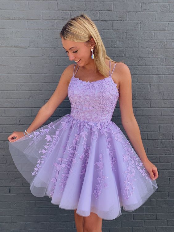 Lilac party dress short cocktail dresses homecoming dress  fg3287