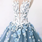 Vintage Ball Gown Prom Dress Tulle High Neck Customed Prom Dress     fg3052
