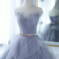 Blue Tulle Long A-Line Prom Dress with Lace    fg2227